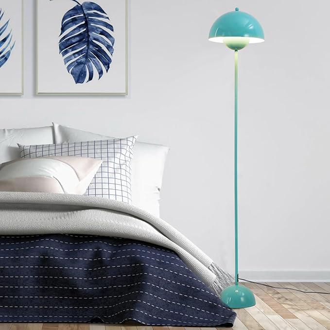 COSYLUX Modern Floor Lamp for Living Room, Industrial Tall Standing Lamp for Bedroom, Metal Shade Reflecting Light Reading Floor Lamp for Office, Nursery Room, Corner(Light Green)