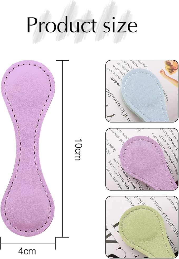 Leather Magnetic Bookmarks, 3Pcs Morandi Magnet Book Mark Clips Gift for Women, Kids, Reading Book Lovers, Teacher Gift for School Office Home Supplies (Blue+Green+Purple)