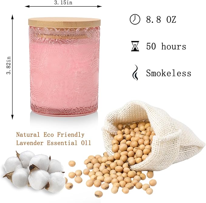 Scented Candles Natural Soy Candle for Home Large Glass Jar Candles 8oz Single Wick Candle Over 50 Hours of Burn Time for Creating Relaxing Ambience & Holiday Gifting(Juicy peach)