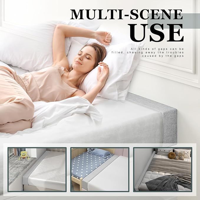 Mattress Extender, Bed Gap/Space Filler, Headboard Pillow Between Headboard and Mattress or Wall, High-Density Foam with Removable Cover(Light Grey-60 * 4 * 10in)