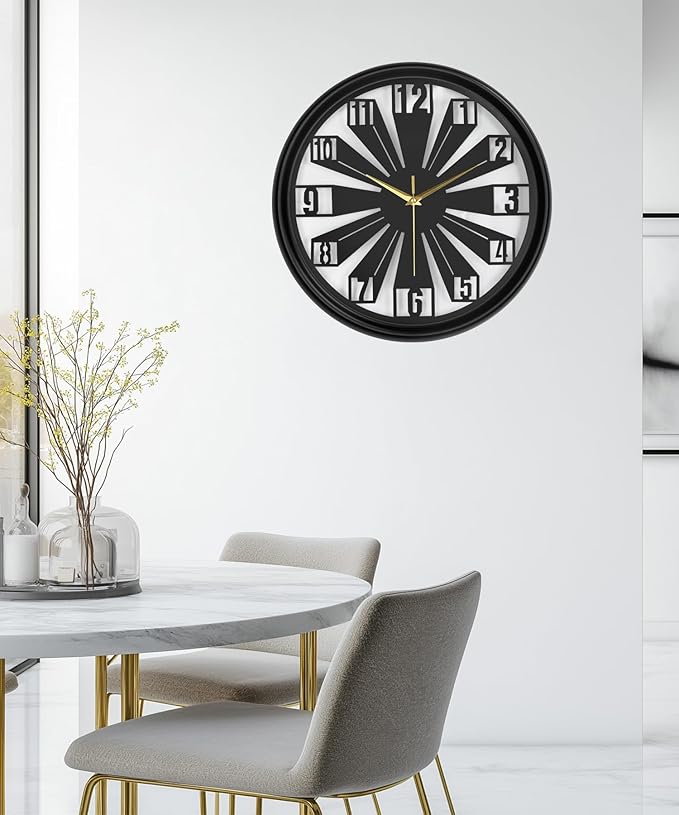 Modern Metal Wall Clock – Silent Non-Ticking, Battery Operated Clock with Hollow-Out Design, Decorative Clock for Living Room, Bedroom, or Office Wall Decor-18”