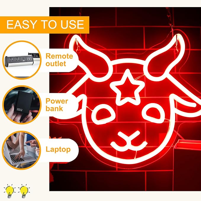 Baphomet Neon Sign, Dimmable LED Signs Gothic Satan Sigil Halloween Neon Signs for Wall Decor, Lamb Demons Neon Light Signs, USB Powered for Halloween Home Bedroom Dorm College Party