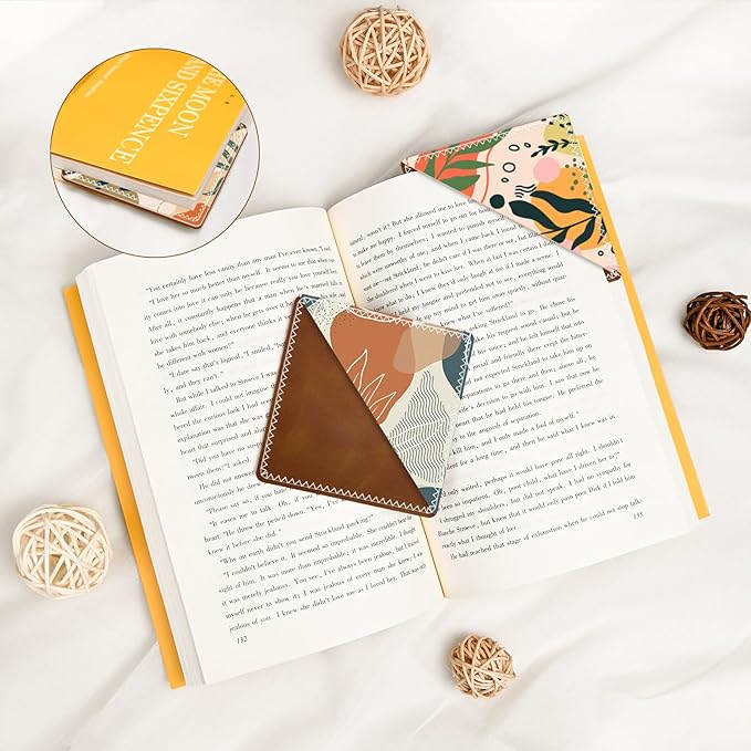 3 Pieces Leather Bookmarks, Personalized & Cute Book Accessories for Reading Lovers, Page Markers for Women Men Girls Boys Student Teacher Kids Retirement Birthday Gifts (Boho Style)
