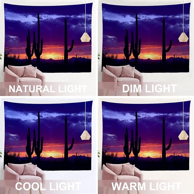 BaoNews Purple Nature Sunset Tapestry, Red Western Southwestern Large Wall Hanging Polyester Tablecloths Tapestry Bedroom Room Living Room Dorm 30 X 40 Inches