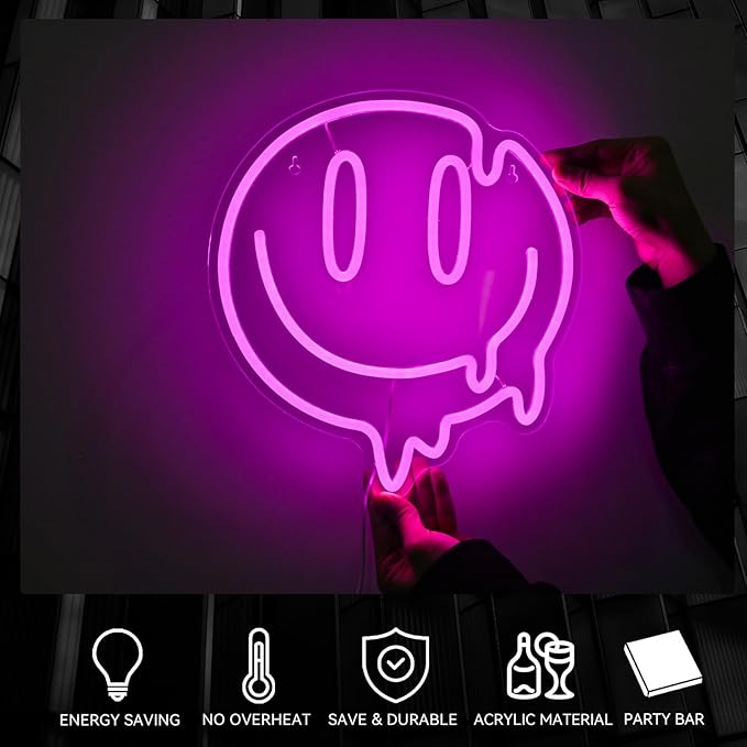 Smile Neon Sign for Wall Decor Boys Bedroom Neon light Signs Smile Boys Teen Gifts Kids Bedroom