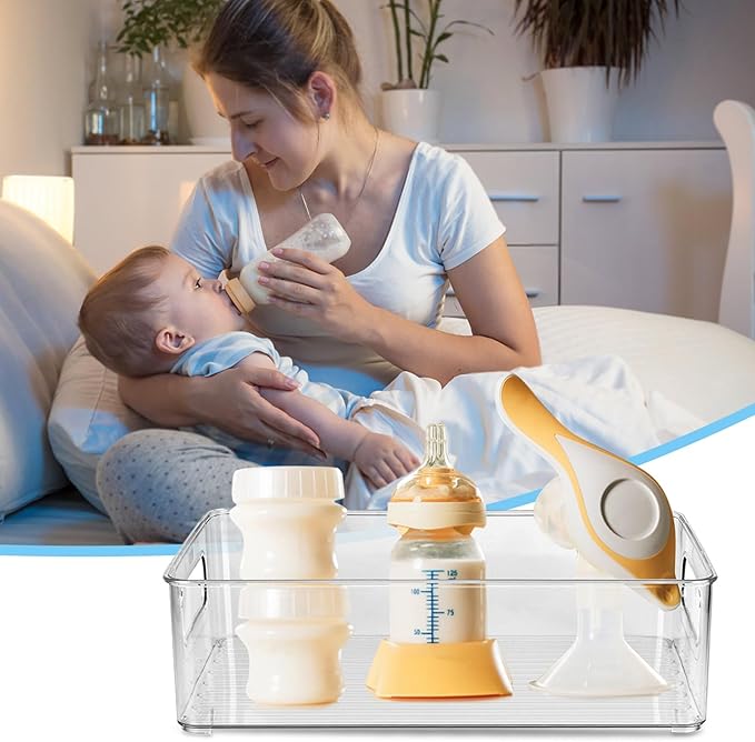 Baby Bottle Organizer Plastic Storage Center for Baby Bottles and Food Jars Baby Bottle Organizer for Cabinet, Perfect Organizer for Kitchen Cabinet, Pantry, Refrigerator, and Countertop(2 pcs)