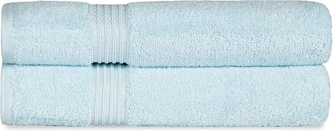 Superior Egyptian Cotton 2-Piece Bath Sheet Towel Set, Oversized Body Towels For Adults And Kids, Large Towel For Bath, Shower, Guest Bathroom, Spa, Gym, Resort, Essentials, Airbnb, Light Blue