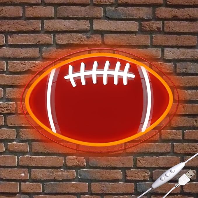 Football Neon Sign for Wall Decor,Neon Light for Football Party Decorations,Neon Wall Signs for Man Cave Decor,Led Neon Lamp for Boys Room,Teen Bedroom,Gifts,Gaming Room,Football Fans