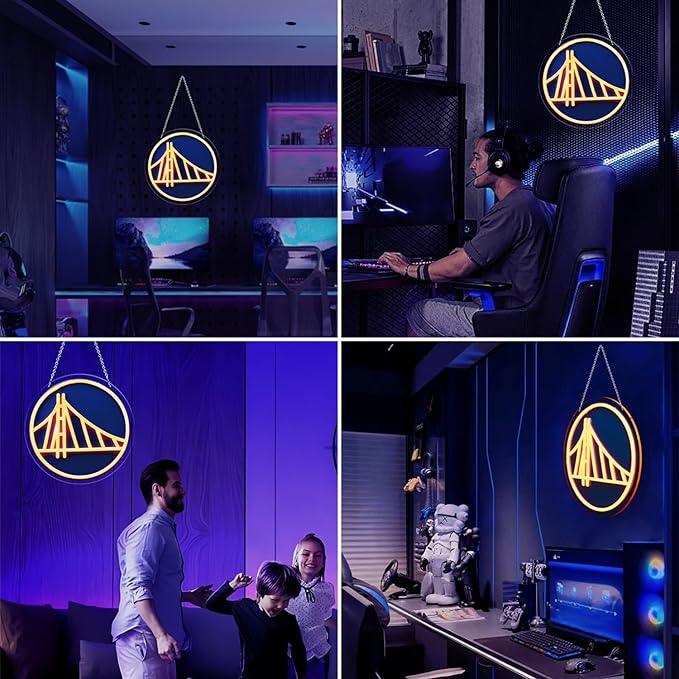 11.8*11.8 Inches Neon Signs for Wall Decor, 9 Levels Dimmable Basketball Led Signs Neon Light Sign for Man Cave, USB Powered Basketball Club Team Night Light for Party Bedroom Home Bar Gamer Room Decor (B)