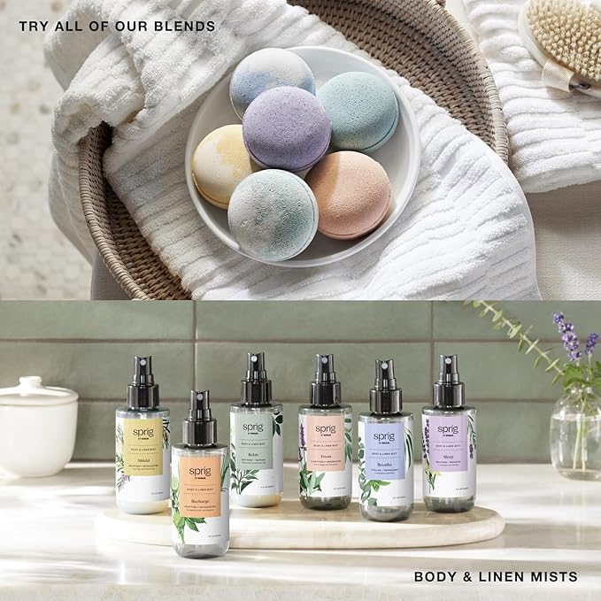 Sprig by Kohler Eucalyptus + Mint Bath Bomb, Natural Botanicals & Premium Skincare Ingredients (Shea Butter, Coconut Oil, & Kaolin Clay) to Cool and Refresh - Breathe