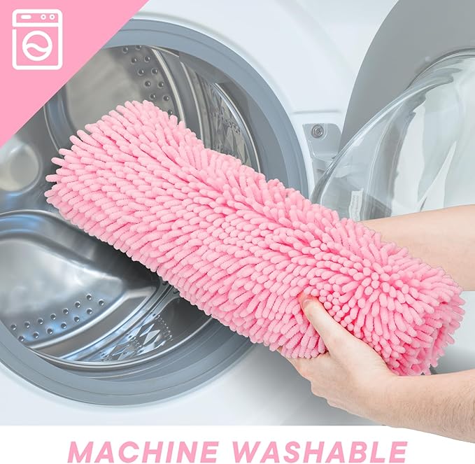 Pink Bathroom Rugs Sets 2 Piece Washable, Luxury ,Chenille Bath Mat Set, Soft Plush Anti-Slip Rectangular Bath, Rug Super Absorbent. (Pink, 32"x20"+32"x20")
