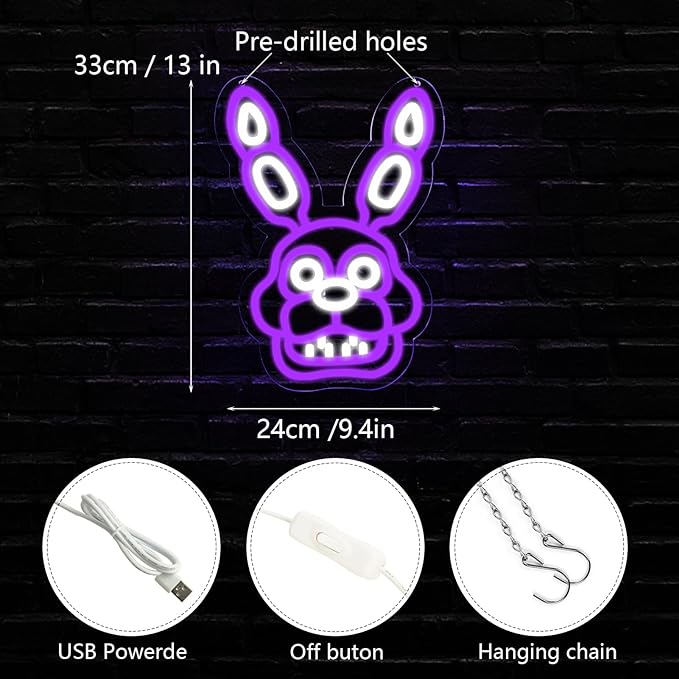 Anime Neon Sign,Bonnie Neon Signs for Wall Decor,LED Neon Lights for Bedroom,Birthday、Christmas Gifts for kids