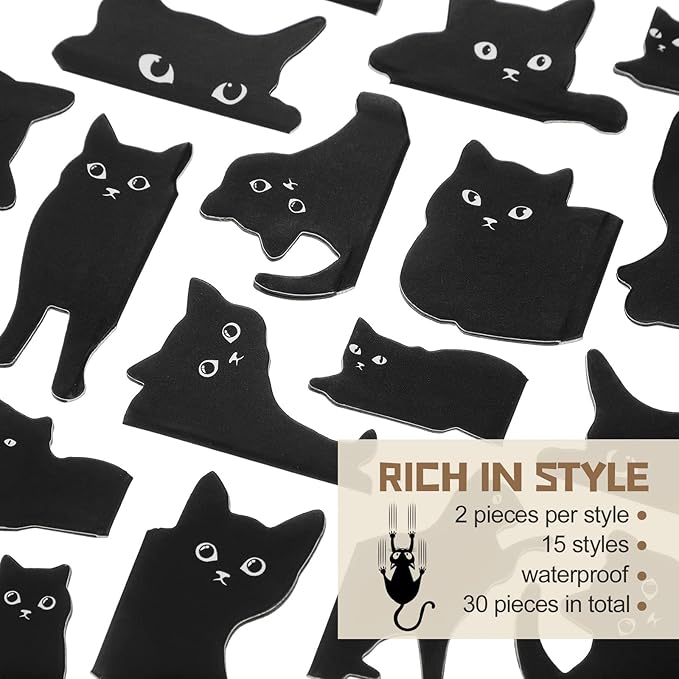30 Pieces Magnetic Bookmarks for Book Lovers, Kawaii Cute Cat Book Mark Magnetic Page Clips for Kids Students Teachers School Home Office, 7.9 x 3.9 Inch,15 Styles