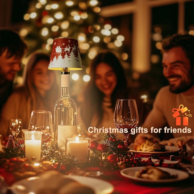 2025 New Wireless Bottle lamp, Customized Indoor/Outdoor Decoration (Red Elk)