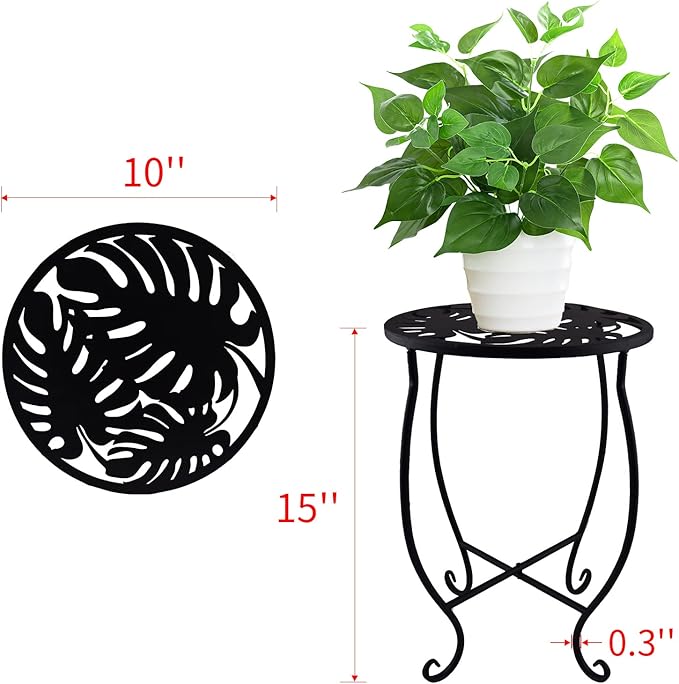 TLBTEK 2 pcs 10 inch Round Indoor Planter Stand,Metal Plant Stands Outdoor ,Modern Flower Pot Stand Holder Rack Display for Home,Kitchen,Patio,Garden, Corner, Balcony and Bedroom