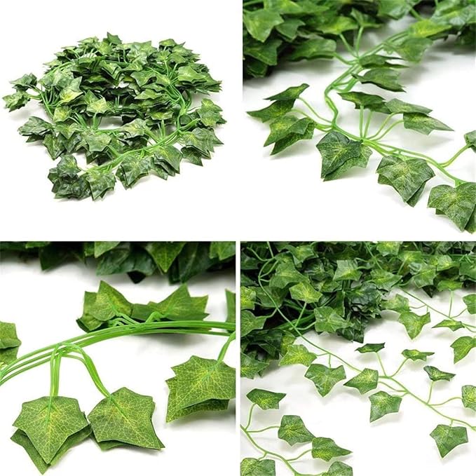 168 FT Artificial Ivy Garlands with 400 LED /132FT String Light Fake Vines for Bedroom Decor Ivy Leaves Greenery Faux Hanging Plants Green Flowers Decor for Home Kitchen Garden Office Wedding Wall