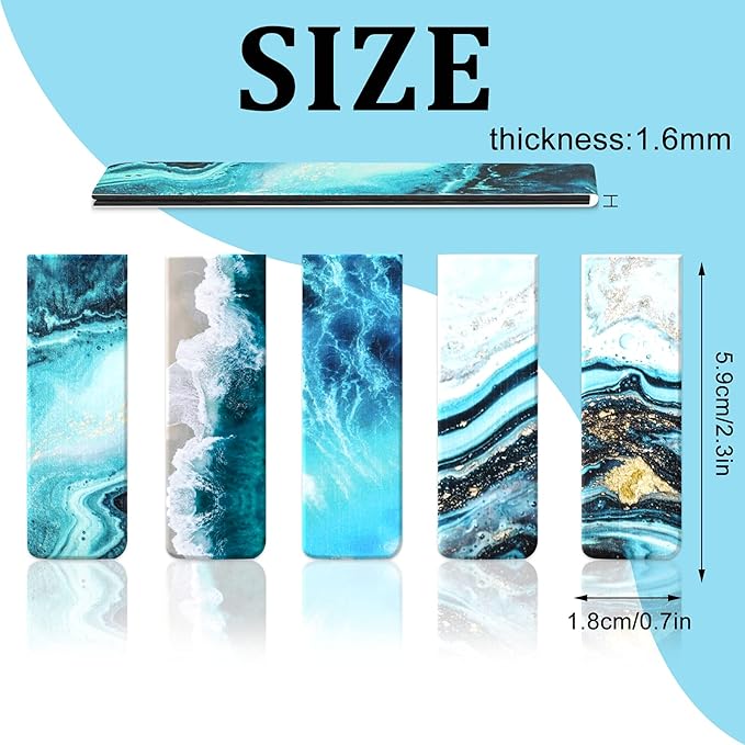 30 Pieces Bookmarks, Magnetic Bookmarks for Women, Men, Book Lovers, Page Markers for Students Teachers Reading (Multi Ocean)