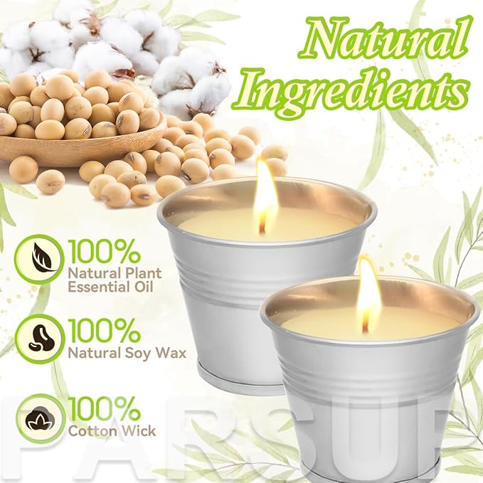 12 Pack Citronella Candles - Garden Citronella Scented Candles Outdoors, 120-180 Hours Burning, Natural Soy Wax, Portable Jar Candle Gift Sets for Home Patio Yard Indoors, Balcony, Camping