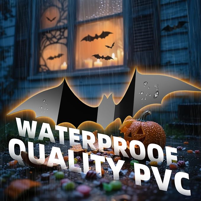 140Pcs Bats Wall Decor - 3D Bats Halloween Decorations, Halloween Party Supplies Stickers, Bat Wall Decal for Bathroom, Home, Door, Window, Bedroom, Office, School