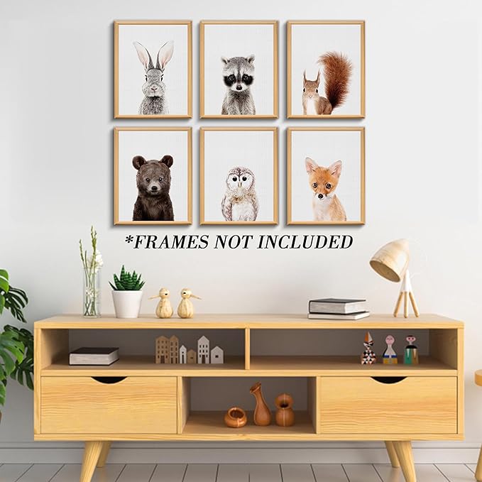 calmart Jungle Nursery Wall Art Decor, 6pcs Animal Prints, Safari Themed Bedroom Decorate