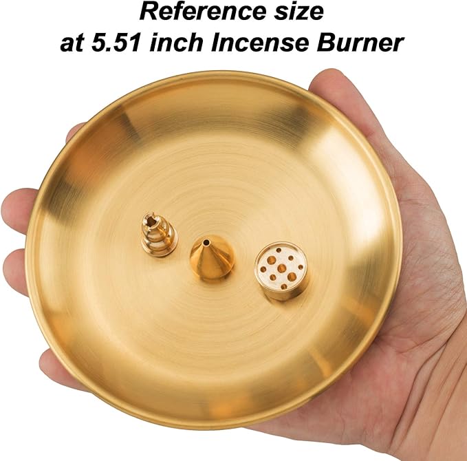 OIIKI Brass Incense Holder, Coil Incense Burner, Incense Stick Holder, Alloy Cone Ash Catcher for Indoor Outdoor Use (3 Styles)