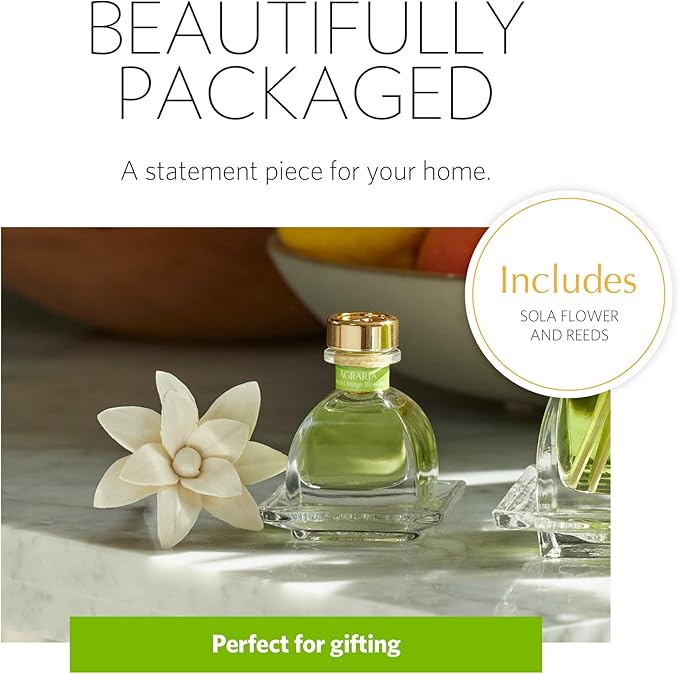 AGRARIA PetiteEssence Flower and Reed Diffuser Set, Hand Crafted Sola Flower Botanical Home Fragrance Diffuser, Scented Oil Reed Diffuser, Flower and Reed Diffuser Gift Set for All Occasions