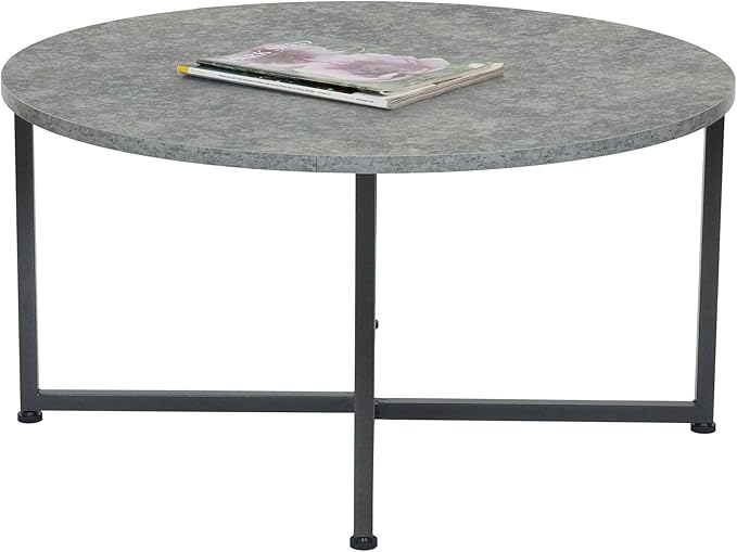 Household Essentials Round Gray Coffee Table, Grey Slate