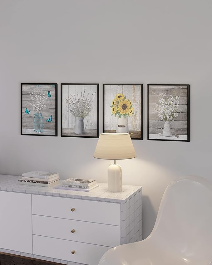 HAUS AND HUES Floral Botanical Prints - Set of 4 Flower Posters, Flower Pictures Wall Decor, Floral Prints (Unframed 8x10)