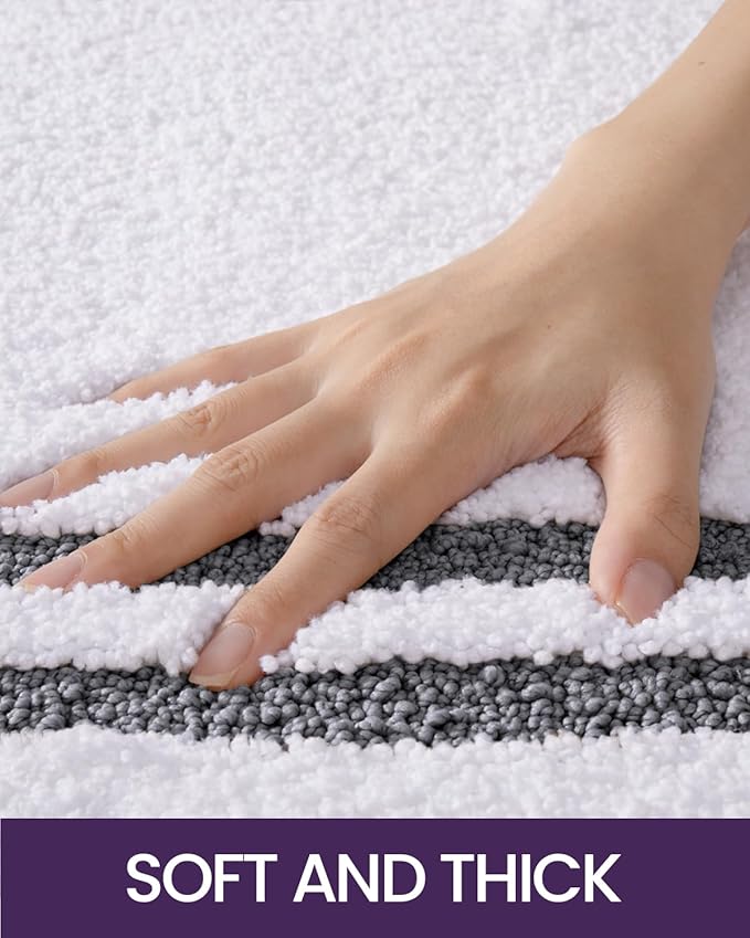 DEXI Oval Bath Mats for Bathroom, 17x30 Absorbent Bath Mat, Washable Microfiber Bathroom Rug with Non Slip Backing for Shower Floor, Dark Grey