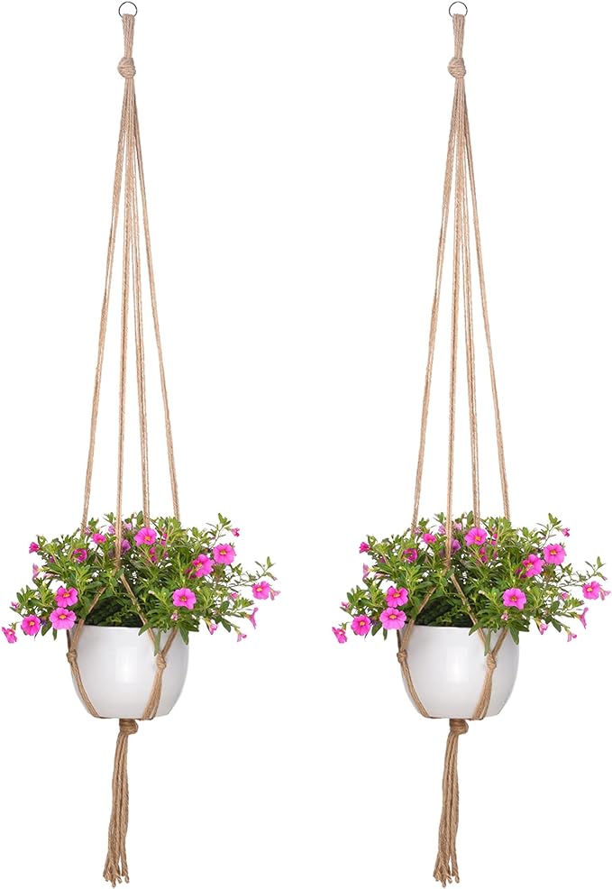 EBOOT 2 Pack 48 Inches Large Macrame Plant Hanger Rope to Hang Flower Pot Plant Holder for Indoor Outdoor Decorations, 4 Legs