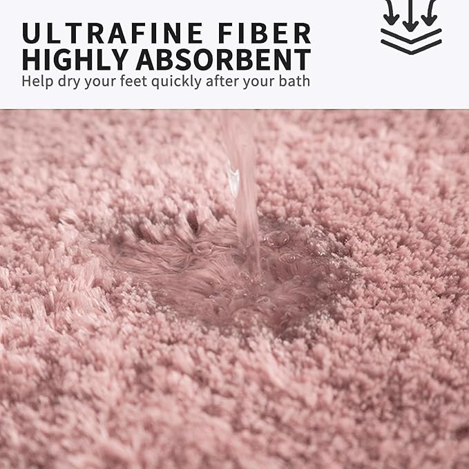 FIFU Bathroom Runner Rug 24" W x 48" L, Bath Mats for Bathroom, Bedroom & Kitchen, Non-Slip Rubber Latex Backing, Comfort & Soft Shower Bathmat & Carpet for Sink, Home & Hallways, Pink