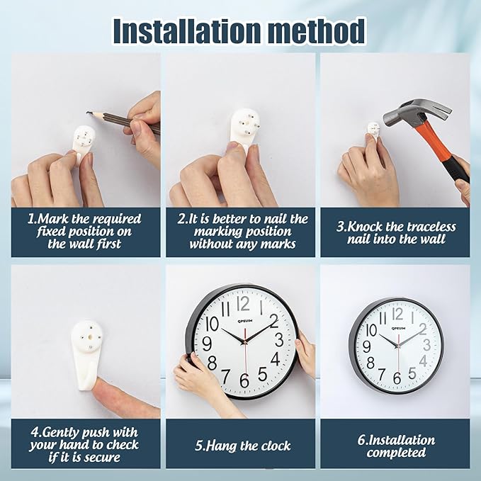 Wall Clock Wall Clocks Silent Non-Ticking Battery Operated Large Easy to Read with Stereoscopic Dial Ultra-Quiet Movement Quartz for Office Classroom School Home Kitchen (10 inches)…