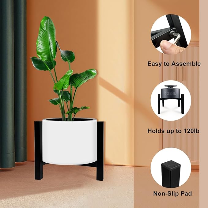 Mini 4Legs Adjustable Metal Plant Stand for 5"-10" Plant Pot – Indoor & Outdoor (Black, 1 Pack)