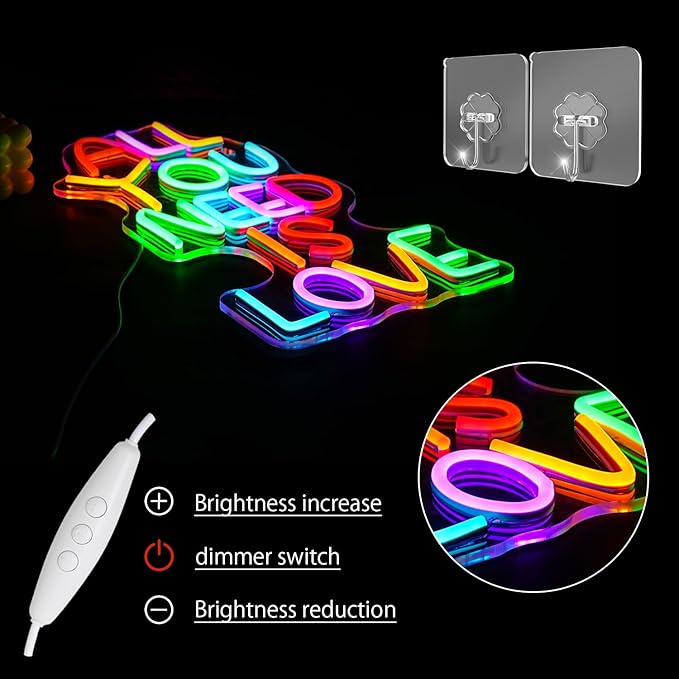All You Need Is Love Neon Sign for Wall Decor Valentine's Day Neon Sign Dimmable Welcome Neon Signs Love Neon Signs for Classroom Wedding Room Wall Art Decor (16.5''*8.2'')