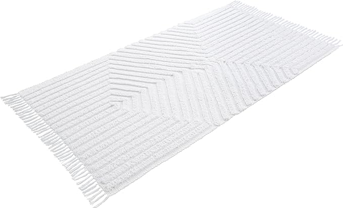 Boho Rugs for Living Room 4x6, Farmhouse Cotton Area Rug for Bedroom, Washable Tufted Indoor Floor Carpet for Kitchen Dorm Office Dining Room Office Home Decor, White