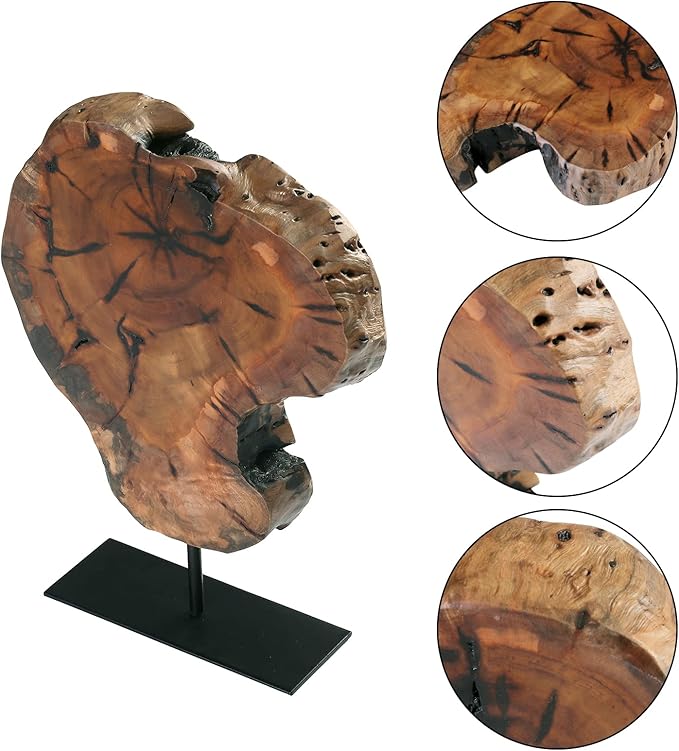 WELLAND Irregular Date Tree Sculpture, Wood Tabletop Sculpture Collectible Decoration for Home Office Decor, Approximate Size Over 7.87 x 7.87 x 1.57 Inches