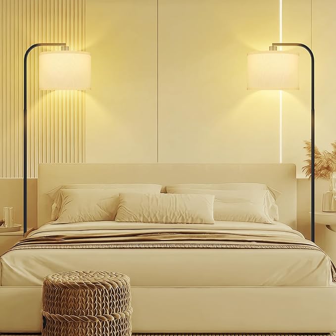BoostArea Dimmable Floor Lamp for Living Room,Arc Sofa Lamps with Remote Control,Stepless Dimmable & Colors Temperature,2700k-6500k,67 in,Tall Modern Standing Lamp for Bedroom Study Room Office,White