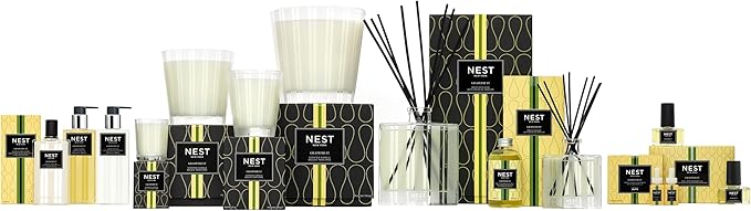 NEST New York Reed Diffuser, Grapefruit - 5.9 fl oz - Fragrance for Up to 90 Days - Reusable, Refillable Glass Holder - Includes 8 All-Natural Reed Sticks - Flame Free
