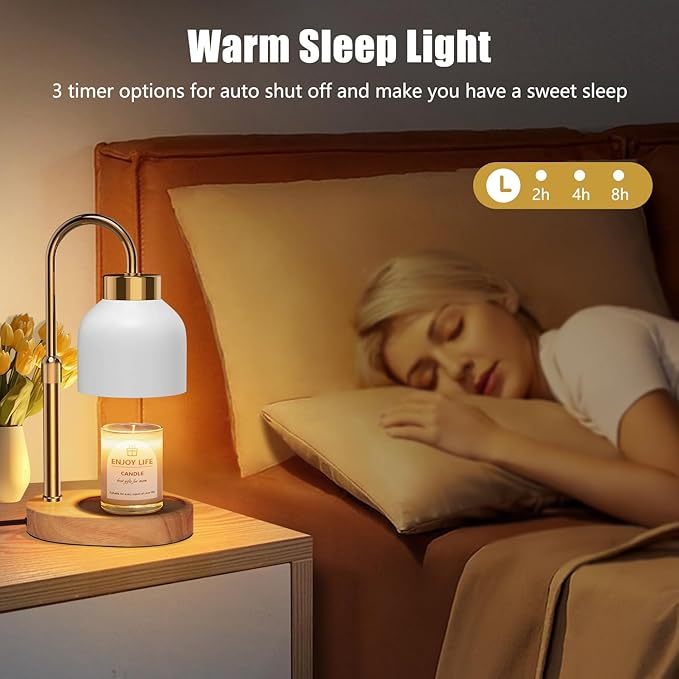 Candle Warmer Lamp with 2 Bulbs, Candle Warmer with Dimmer Adjustable Height,Mothers Day Gifts,Electric Wax Warmer Vintage Home Decor,2/4/8H Timer,Wax Melt Warmer for Scented Jar Candles