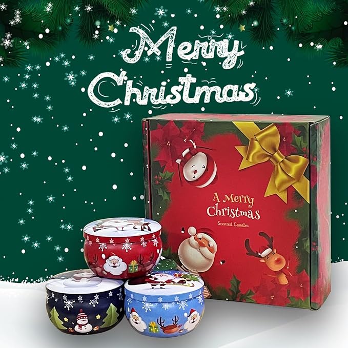 Christmas Candles, Valentine's Day Gift, 4 Pack Scented Candles Gifts Set, Relaxation Gifts for Women, Soy Candle with Dried Flower for Stress Relief, Meditation, Bath, Yoga (2.2OZ)