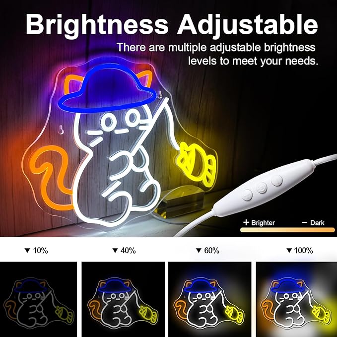 NEONLOVE Cat Neon Signs - USB Powered LED Cat Neon Light Signs with Remote Control for Wall Decor, Bedroom, Bar, Party, Men's Cave