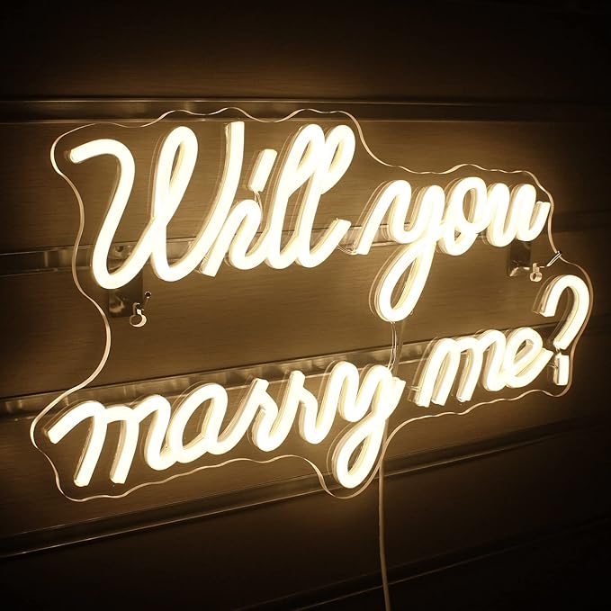 Will You Marry Me Neon Sign for Wall Decor Wedding LED Letters Neon Sign Powered by USB Light Sign for Proposal Decorations Wedding Party Valentines Day Girlfriend