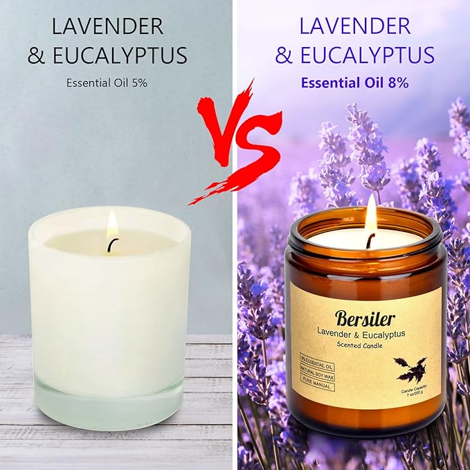 Aromatherapy Candles, 14 OZ Lavender Eucalyptus Scented Candles Stress Relief and Relax for Home & Bedroom Gift for Women Birthday Christmas, Soy Wax Candles (Lavender Eucalyptus 2 Jar)