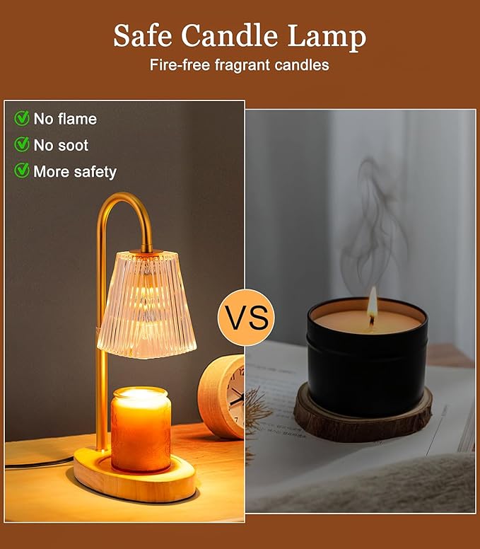 Warmer Lamp for Jar Candles With Timer - Electric Burner Lantern Melter Light - Glass Lamps With Adjustable Height