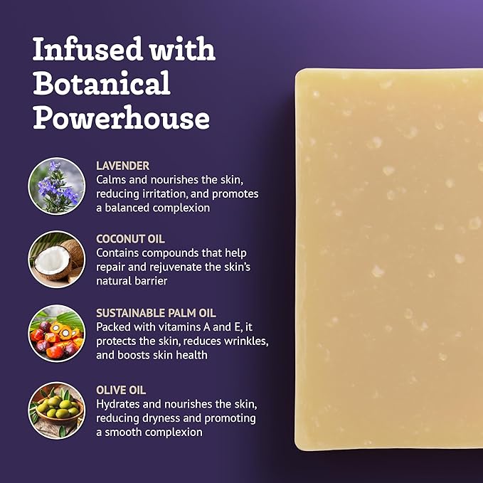 Southern Natural Goat Milk Soap Bar (Lavender 3 Pack) For Dry Sensitive Skin. Natural, Handmade Soap For Men, Women, Kids & Baby. Use On Face & Body