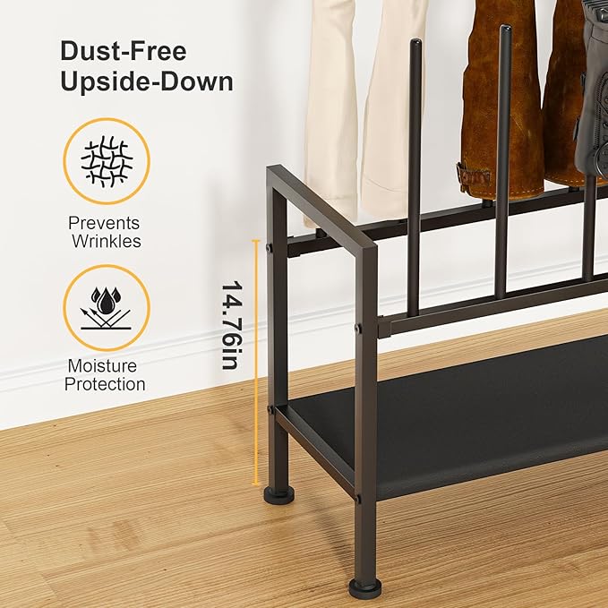 DIMJ Free Standing Shoe Racks - 3-Tier Boot Rack, Black Metal Storage Organizer for Tall Boots, Sneakers, Closet Organizer, Multiuse Shoe Rack, Fits 6 Pairs