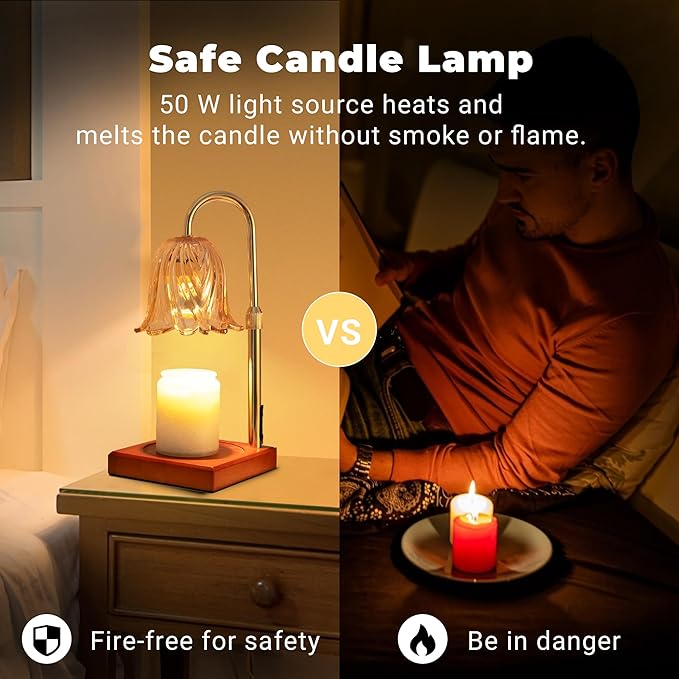 Candle Warmer Lamp with Timer Dimmable, Birthday Gifts for Women Mom, House Warming Gifts New Home Decor, Wax Melt Warmer for Jar Candles with 2 Bulbs