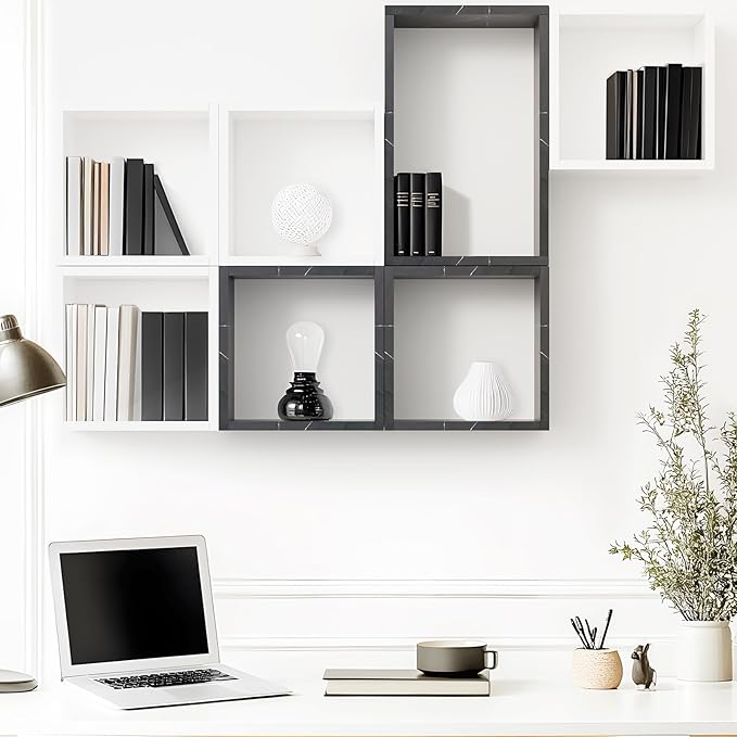 Kaboon Cube Shelves Set2, White Display Shelves Wall Mount 7.75" D x 12.5" W x 12.5" H, (White, Square 2 Cubes)