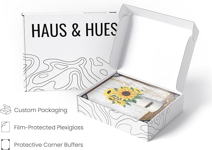Haus and Hues Flower Wall Decor - Set of 4 Floral Wall Art, Floral Wall Decor, Flower Wall Art, Flower Painting with Frame, Floral Pictures Wall Decor, Flower Pictures Wall Decor (Walnut Frame, 16x20)