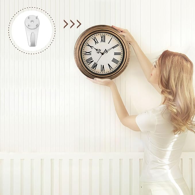 Plumeet Retro Wall Clock, 12'' Non Ticking Classic Silent Vintage Wall Clocks Decorative Kitchen Living Room Bedroom, Roman Numerals, Battery Operated